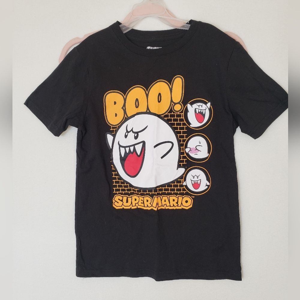 Boys Super Mario Nintendo Black Short Sleeve Graphic Boo T-Shirt Size Large